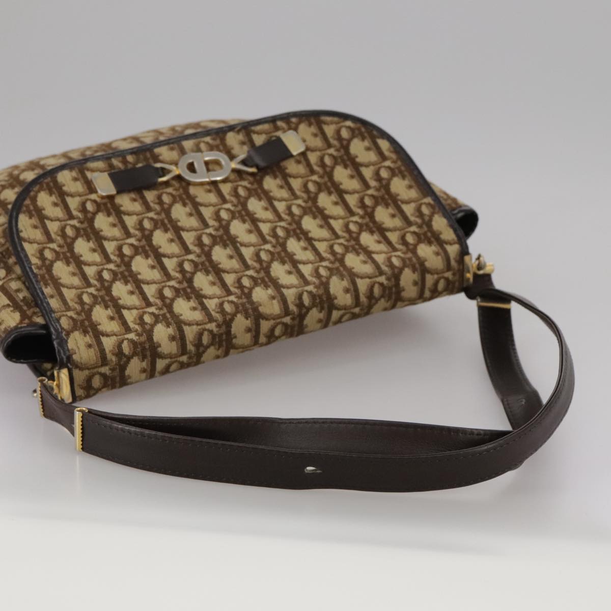 Dior Trotter Brown Canvas Shoulder Bag (Pre-Owned)