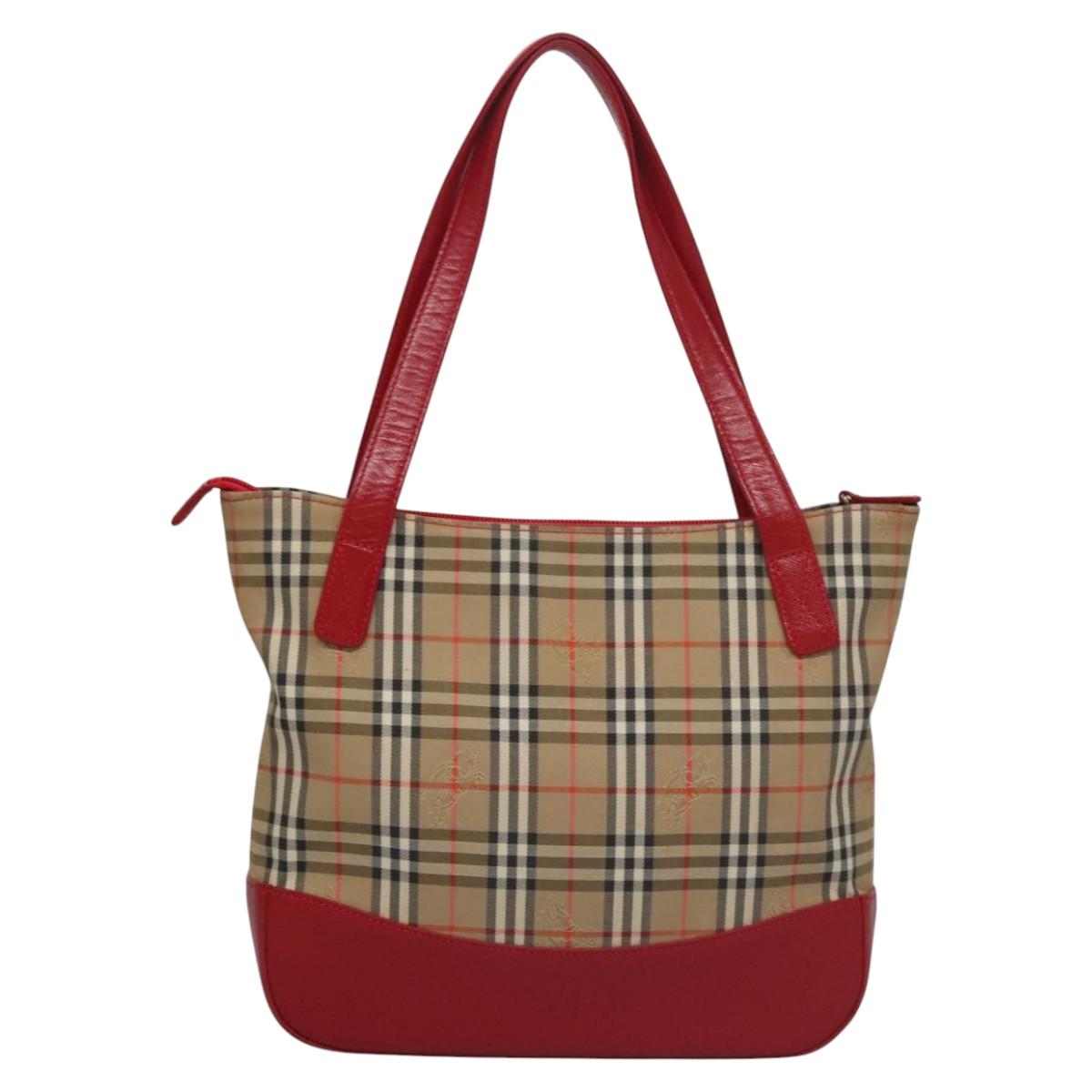Burberry Nova Check Beige Canvas Tote Bag (Pre-Owned)