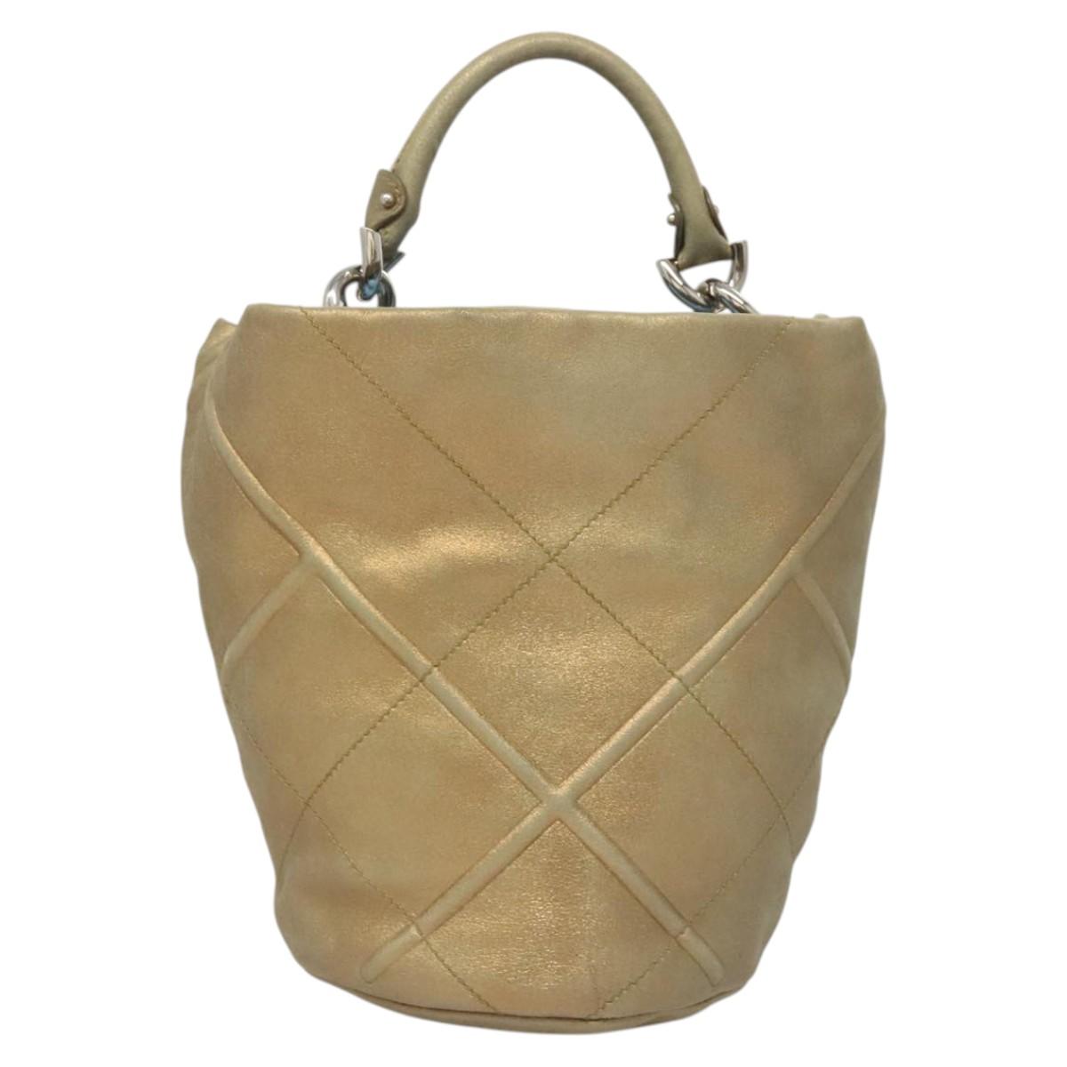 Salvatore Ferragamo Hobo Gold Suede Handbag (Pre-Owned)