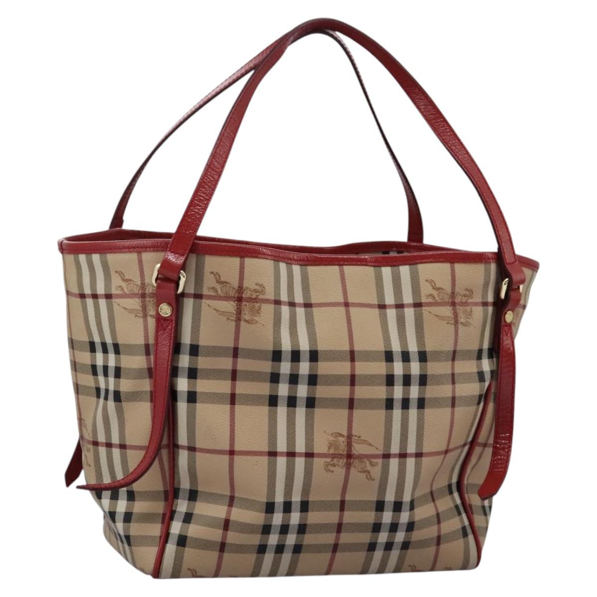 Burberry Haymarket Beige Canvas Tote Bag (Pre-Owned)