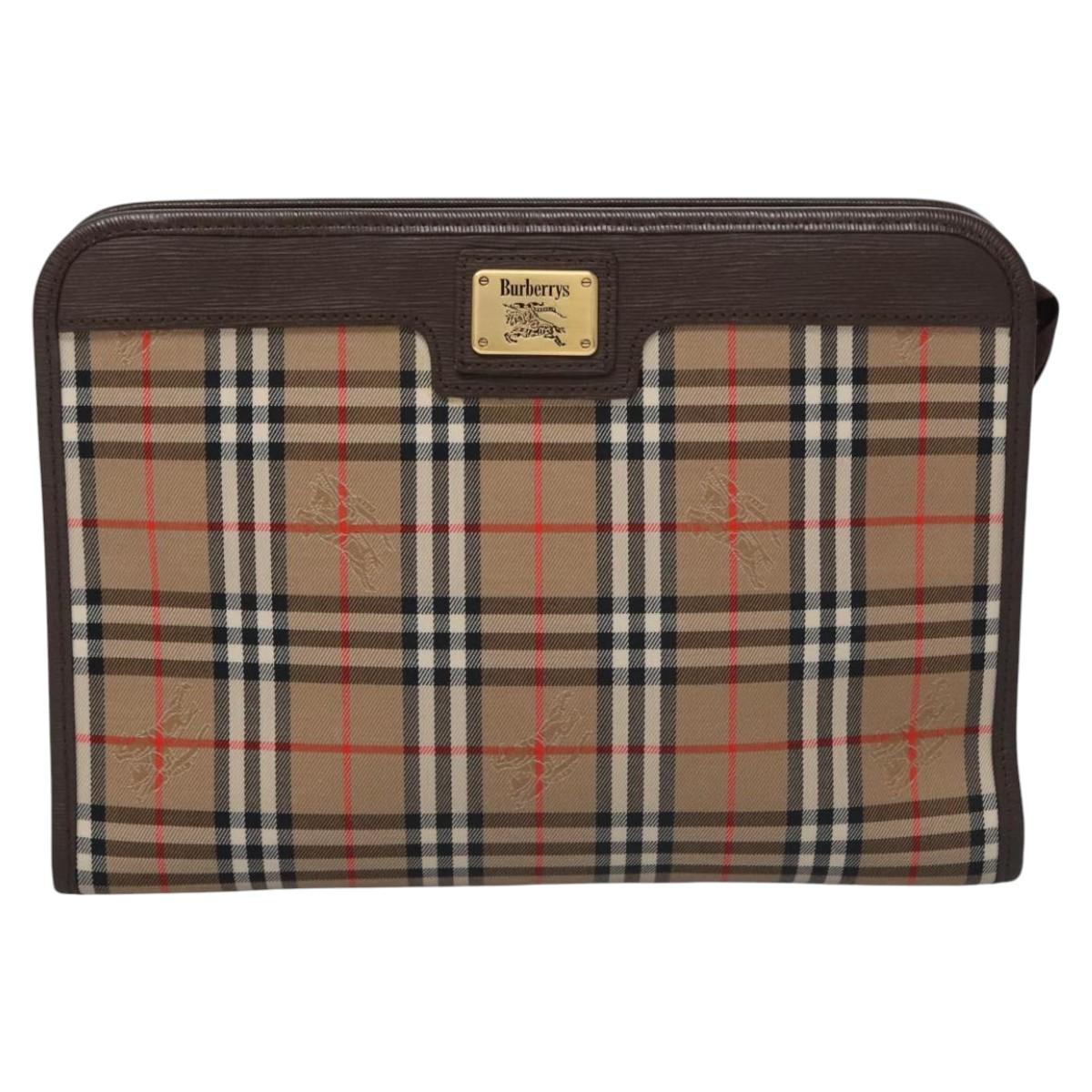 Burberry Nova Check Beige Canvas Clutch Bag (Pre-Owned)