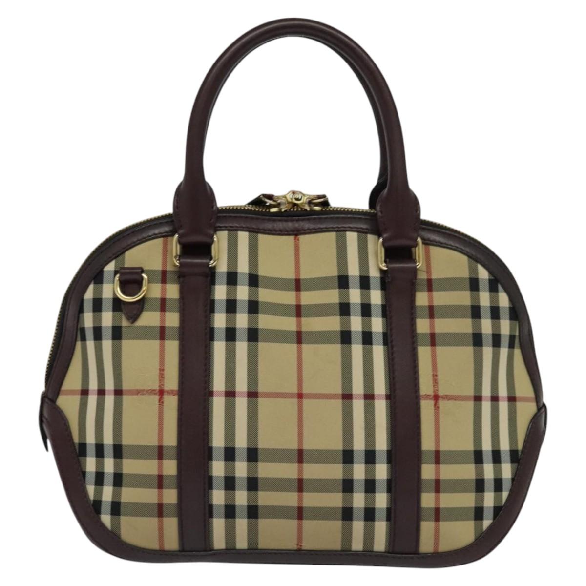 Burberry Nova Check Beige Canvas Handbag (Pre-Owned)
