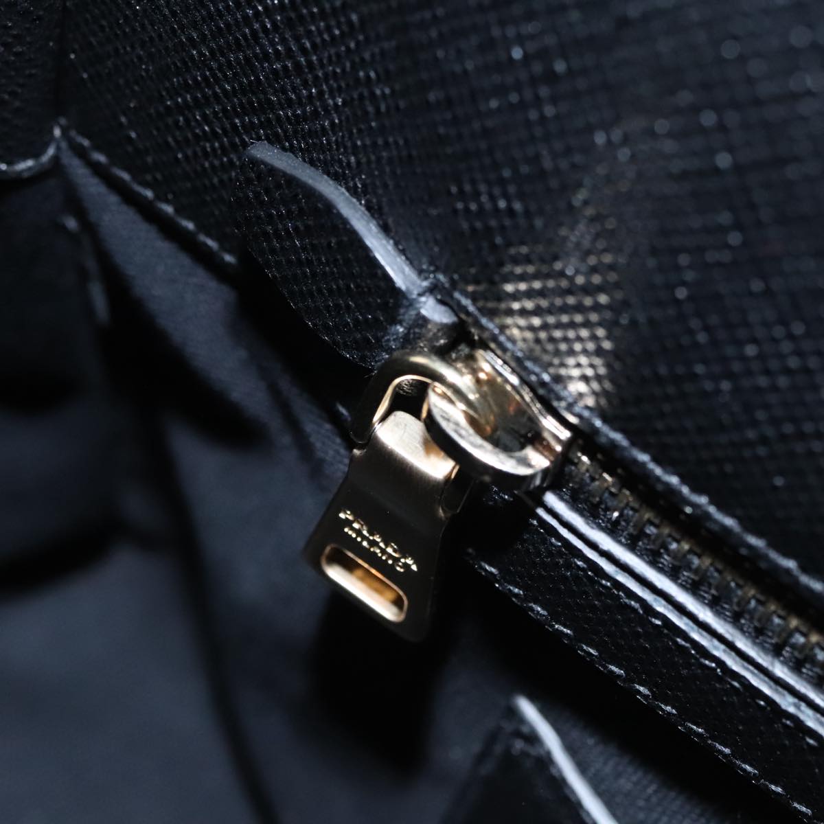 Prada Canapa Black Leather Handbag (Pre-Owned)