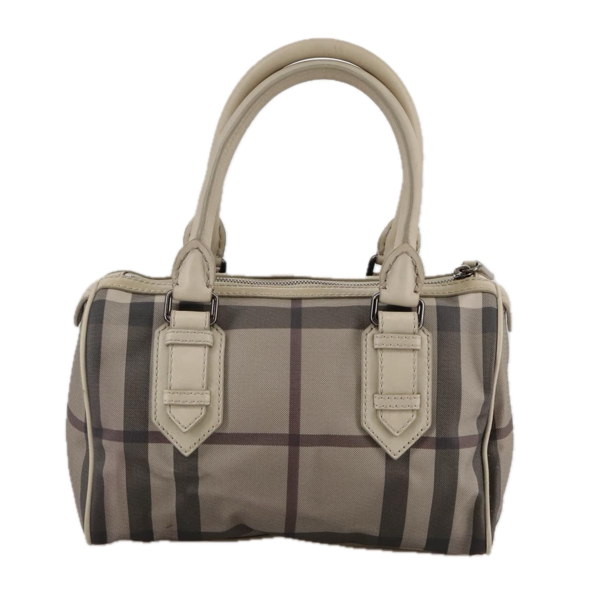Burberry Smoke Check Grey Canvas Handbag (Pre-Owned)