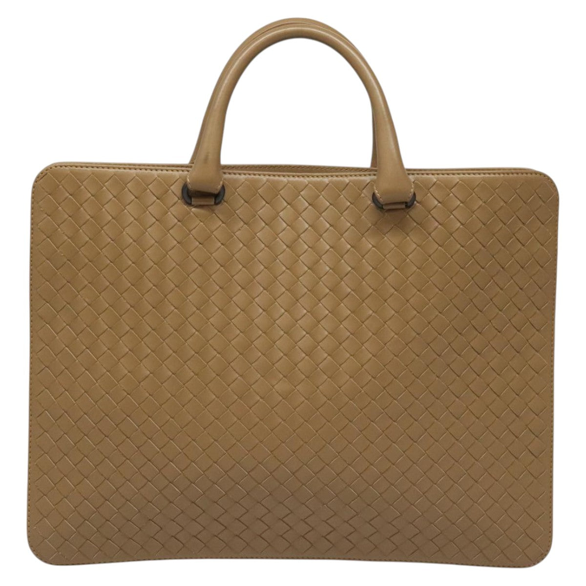 Bottega Veneta Intrecciato Beige Leather Briefcase Bag (Pre-Owned)