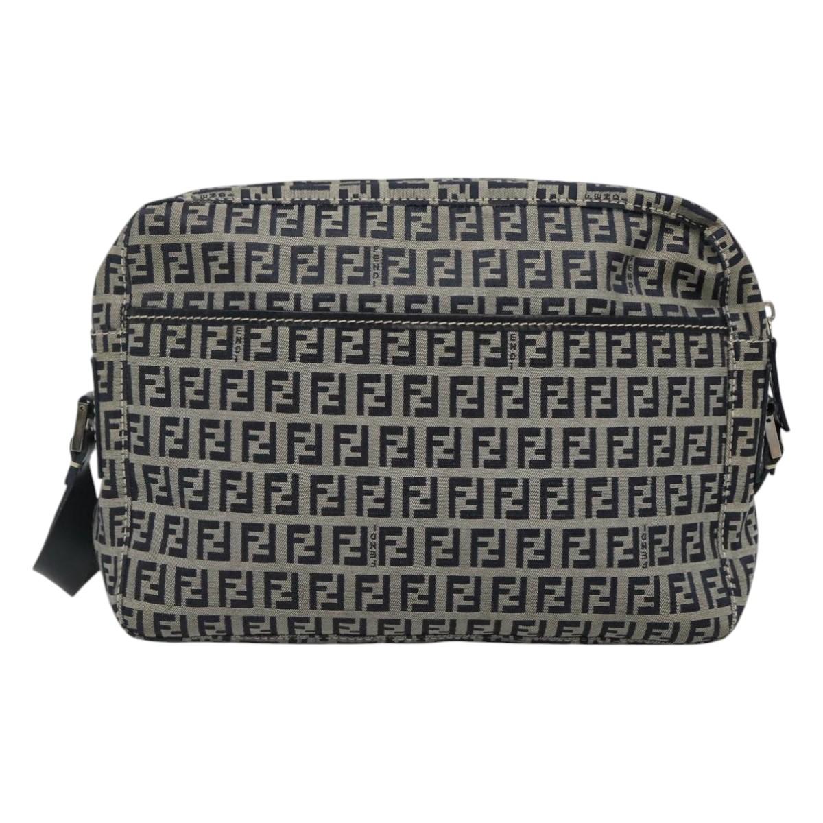 Fendi Zucchino Navy Canvas Shoulder Bag (Pre-Owned)