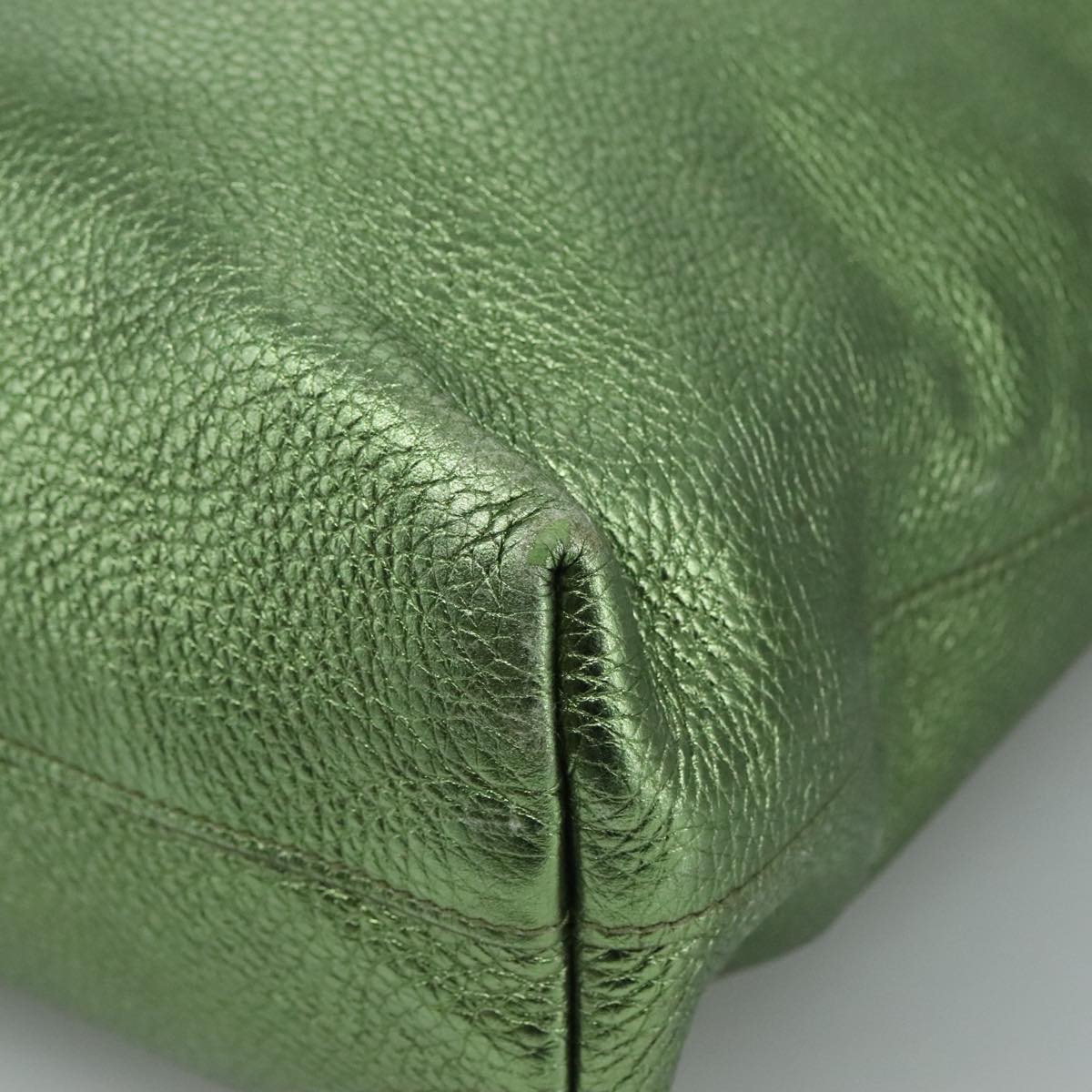 Prada Saffiano Green Leather Tote Bag (Pre-Owned)
