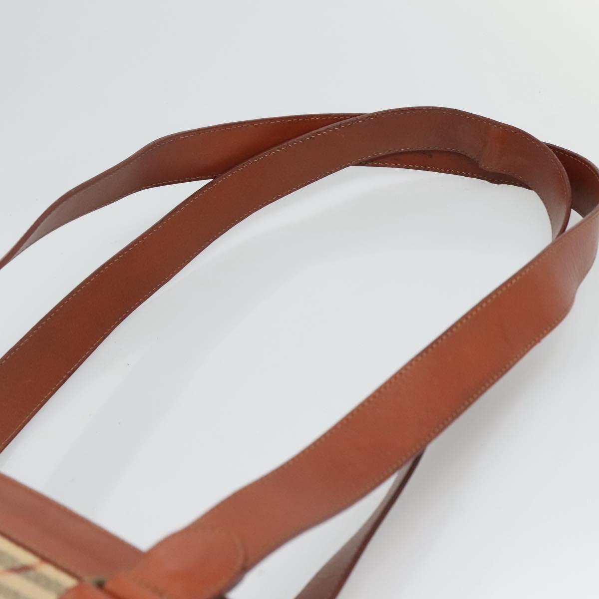 Burberry Nova Check Beige Canvas Shoulder Bag (Pre-Owned)