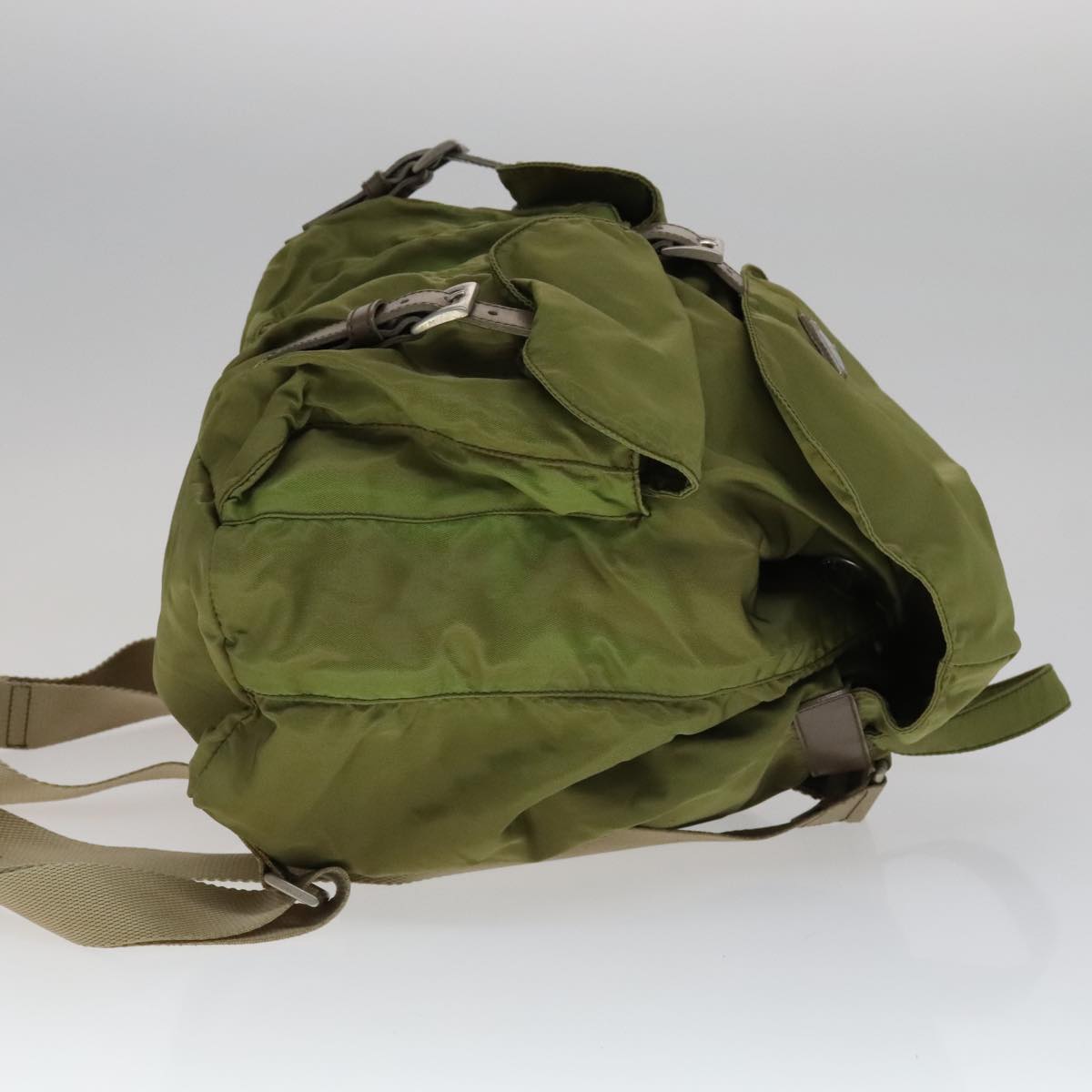 Prada Tessuto Khaki Synthetic Backpack Bag (Pre-Owned)