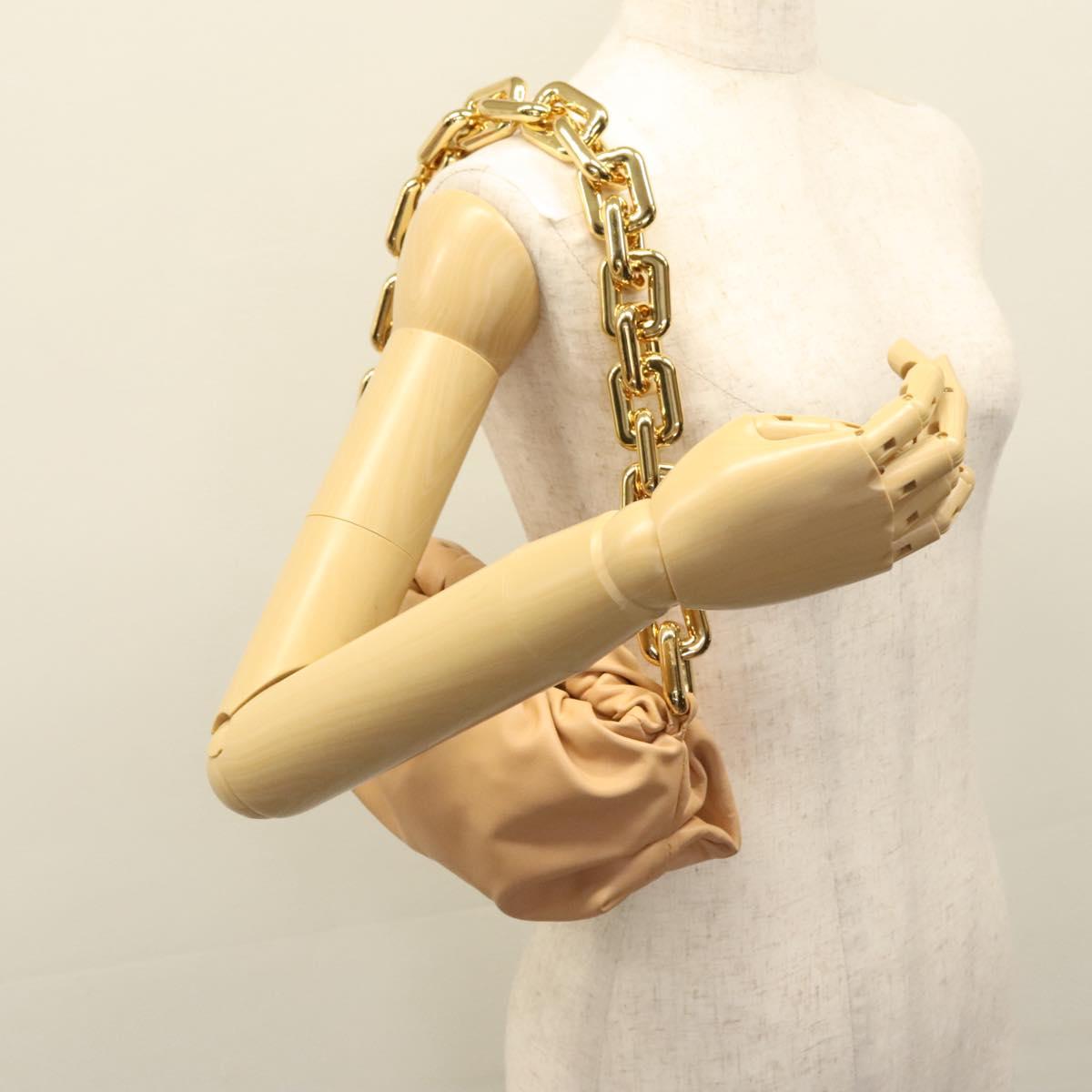 Bottega Veneta Chain Pouch Beige Leather Shoulder Bag (Pre-Owned)