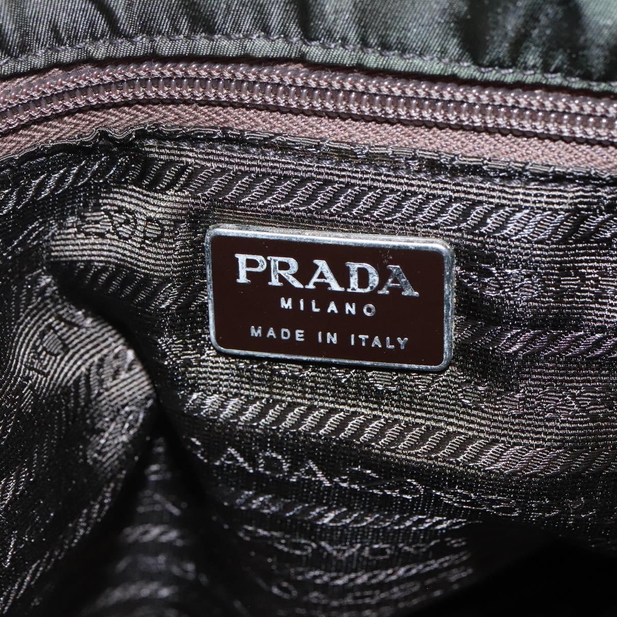 Prada Triangle Logo Khaki Synthetic Tote Bag (Pre-Owned)
