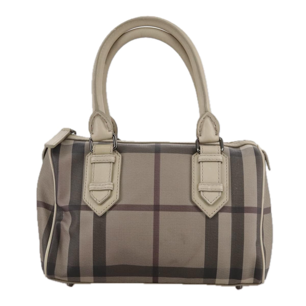 Burberry Smoke Check Grey Canvas Handbag (Pre-Owned)