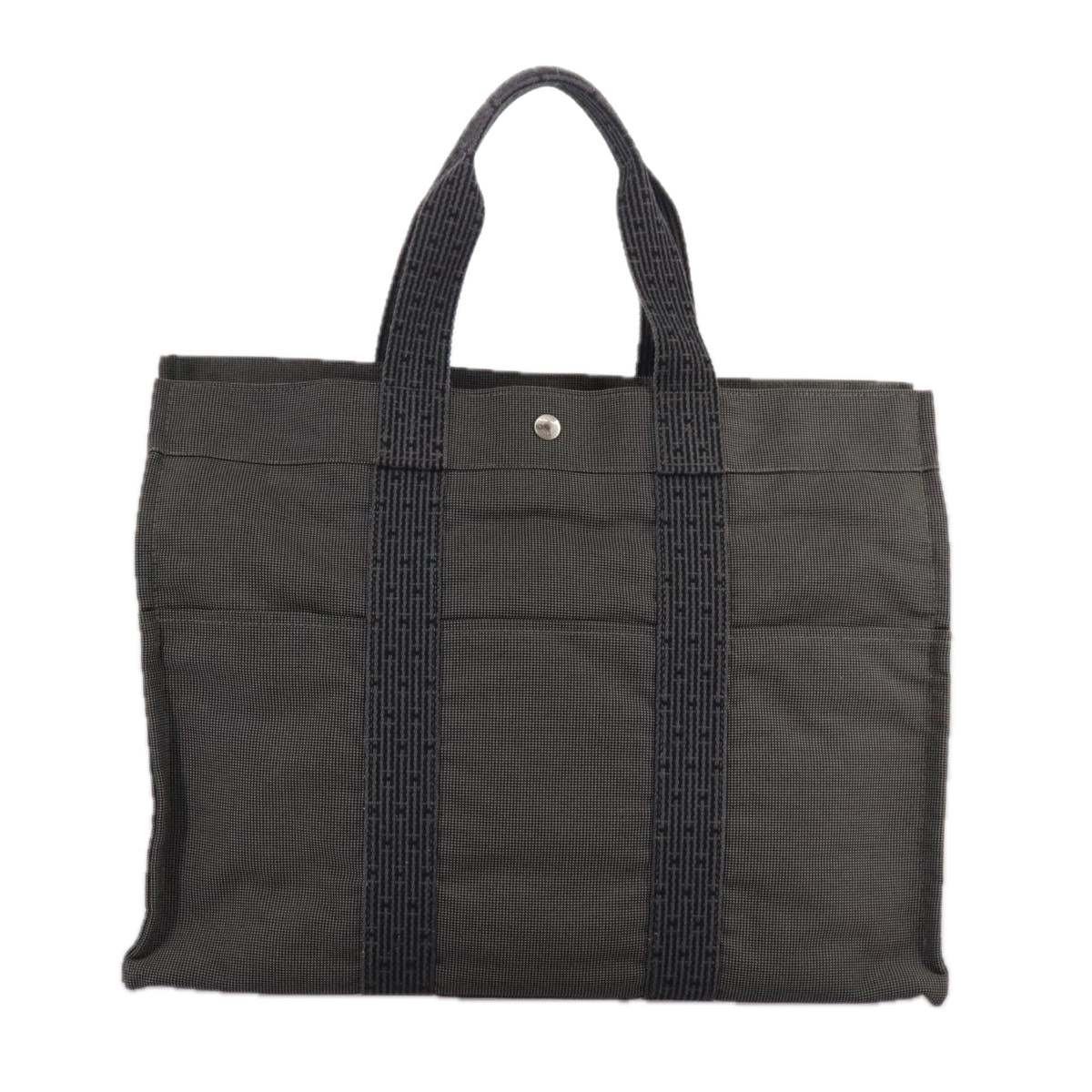 Hermès Herline Grey Canvas Handbag (Pre-Owned)