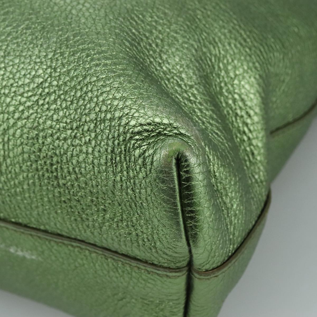 Prada Saffiano Green Leather Tote Bag (Pre-Owned)