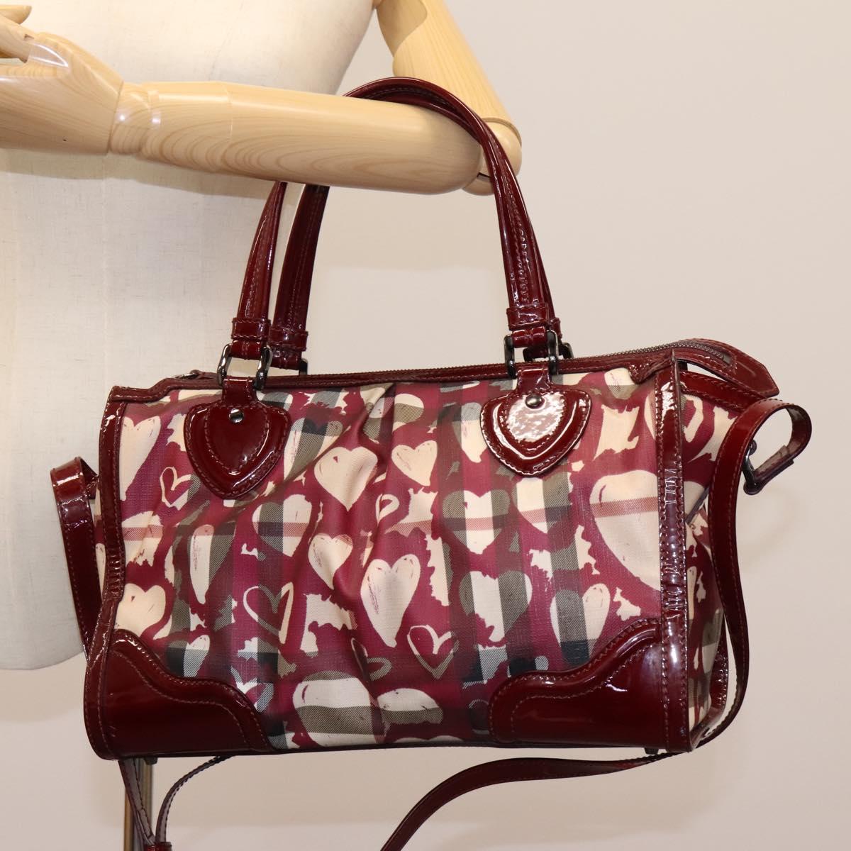 Burberry Heart Burgundy Canvas Travel Bag (Pre-Owned)