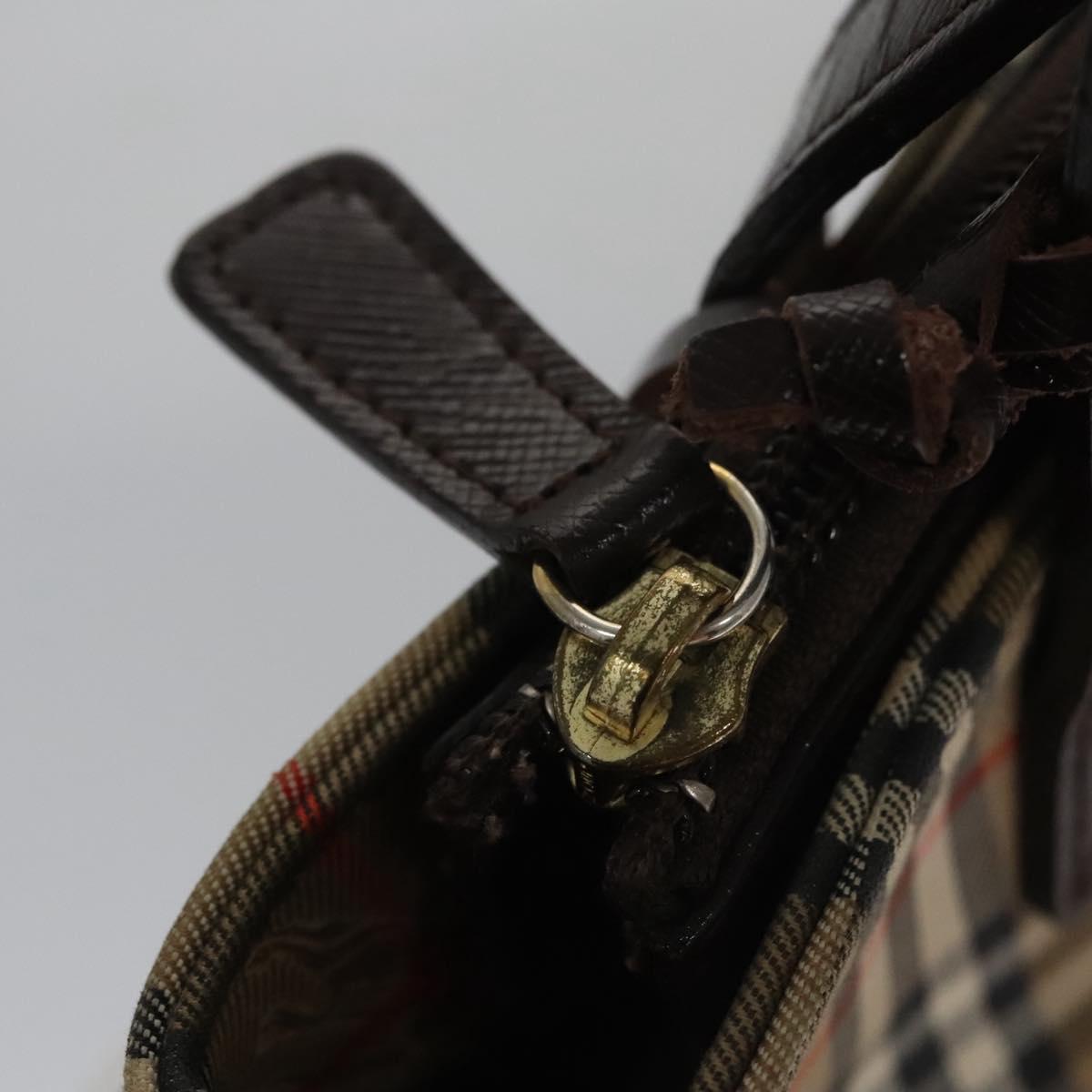 Burberry Nova Check Beige Canvas Handbag (Pre-Owned)