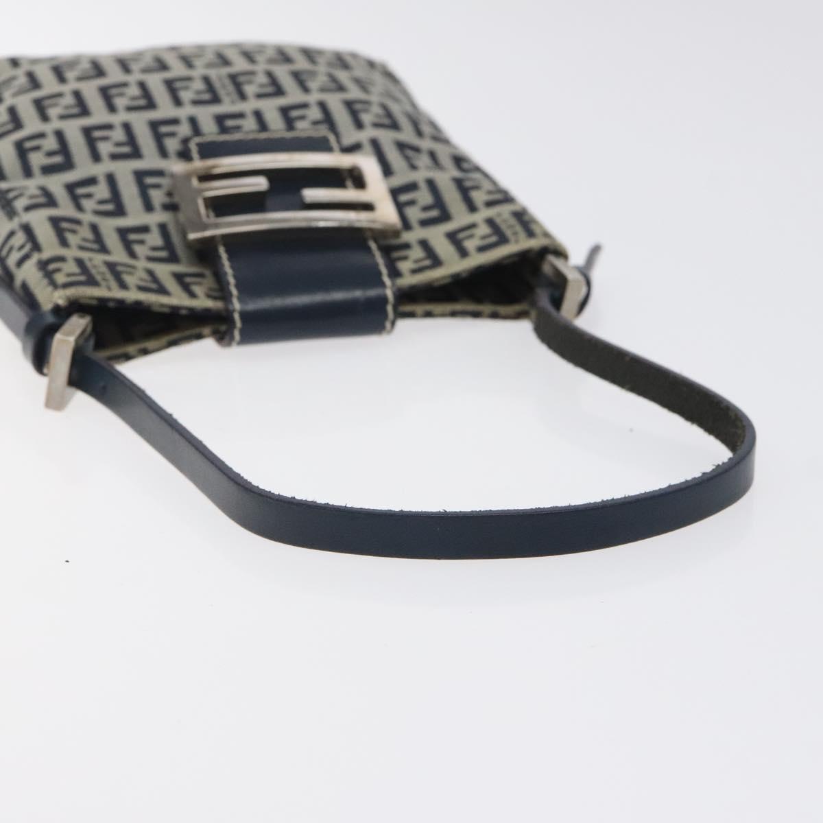 Fendi Zucchino Navy Canvas Shoulder Bag (Pre-Owned)