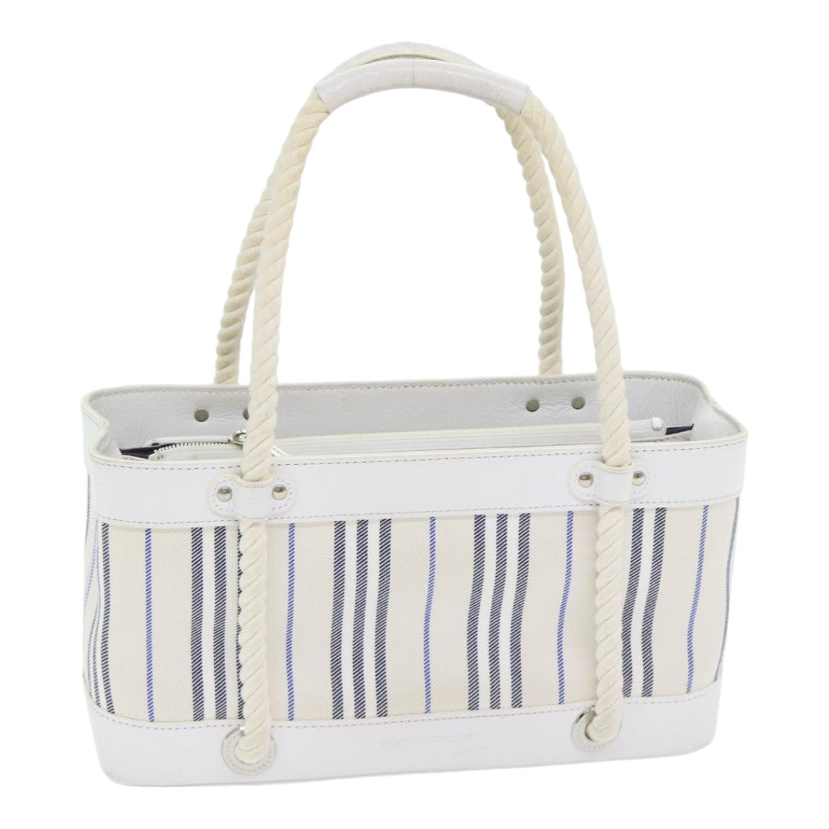 Burberry White Canvas Handbag (Pre-Owned)