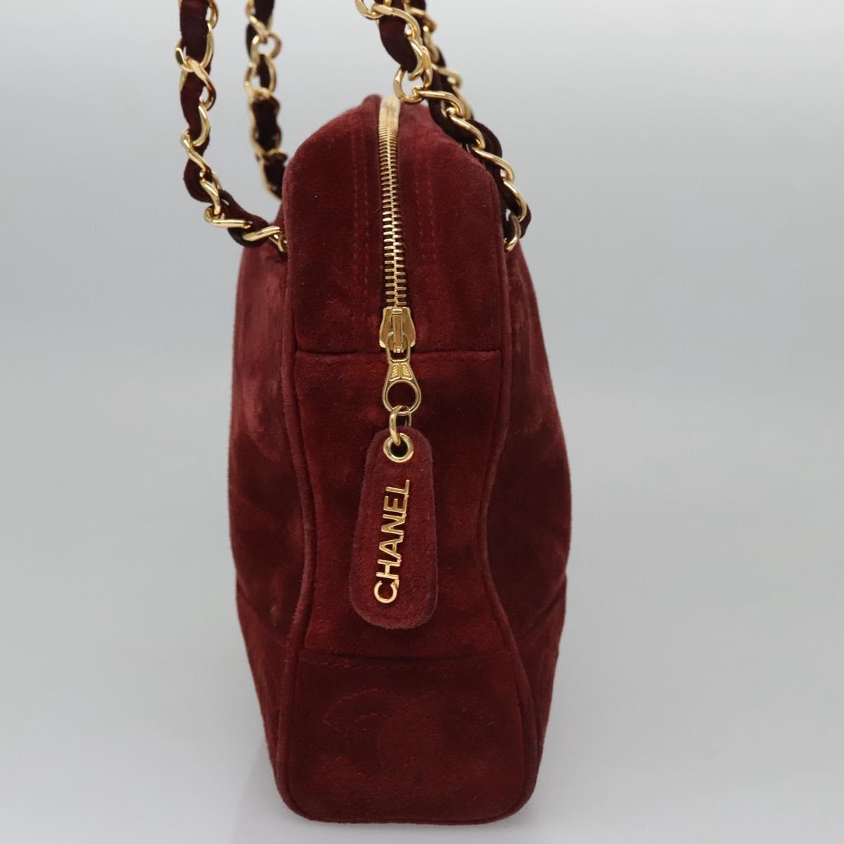 Chanel Triple Coco Red Suede Shoulder Bag (Pre-Owned)