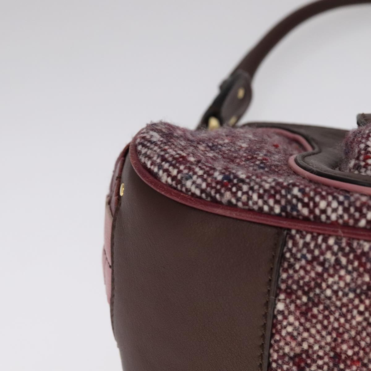 Céline Burgundy Tweed Shoulder Bag (Pre-Owned)