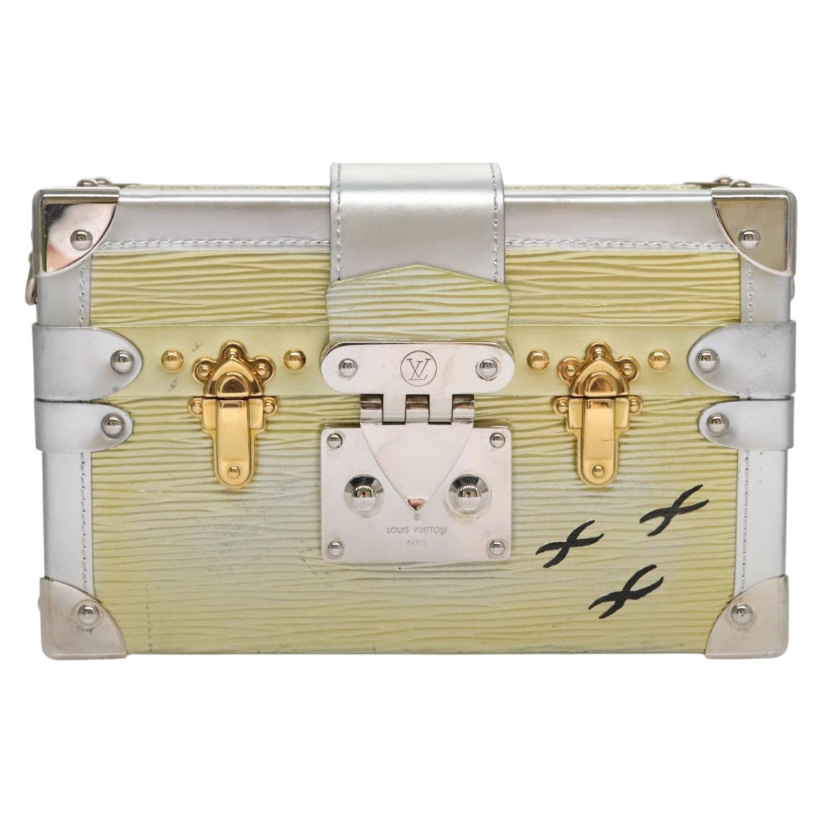Louis Vuitton Petit Malle Silver Leather Shoulder Bag (Pre-Owned)