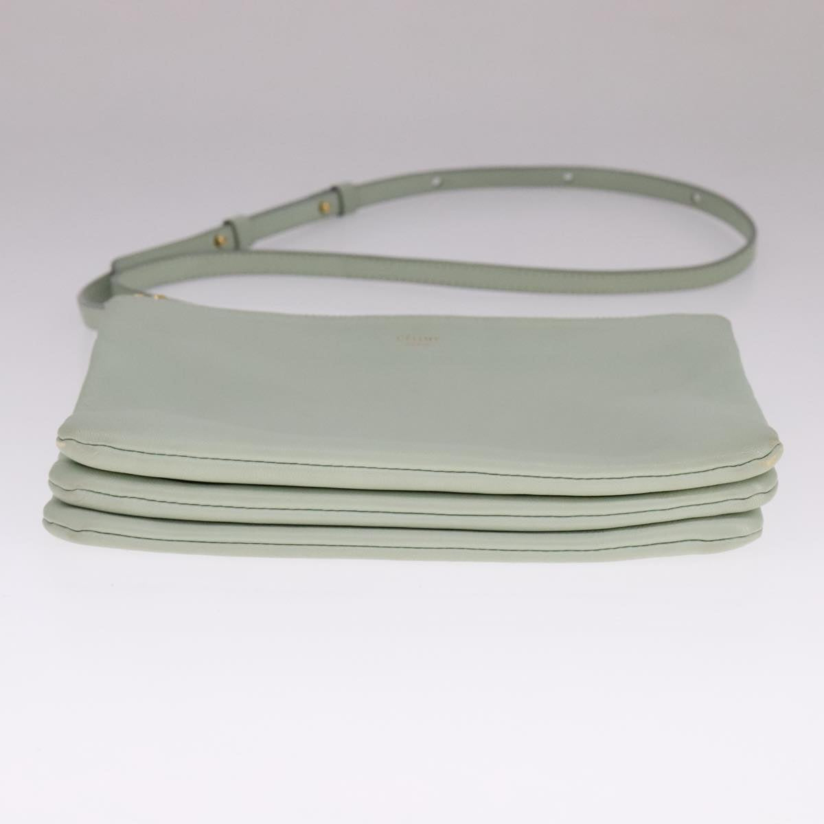 Céline Trio Green Leather Shoulder Bag (Pre-Owned)