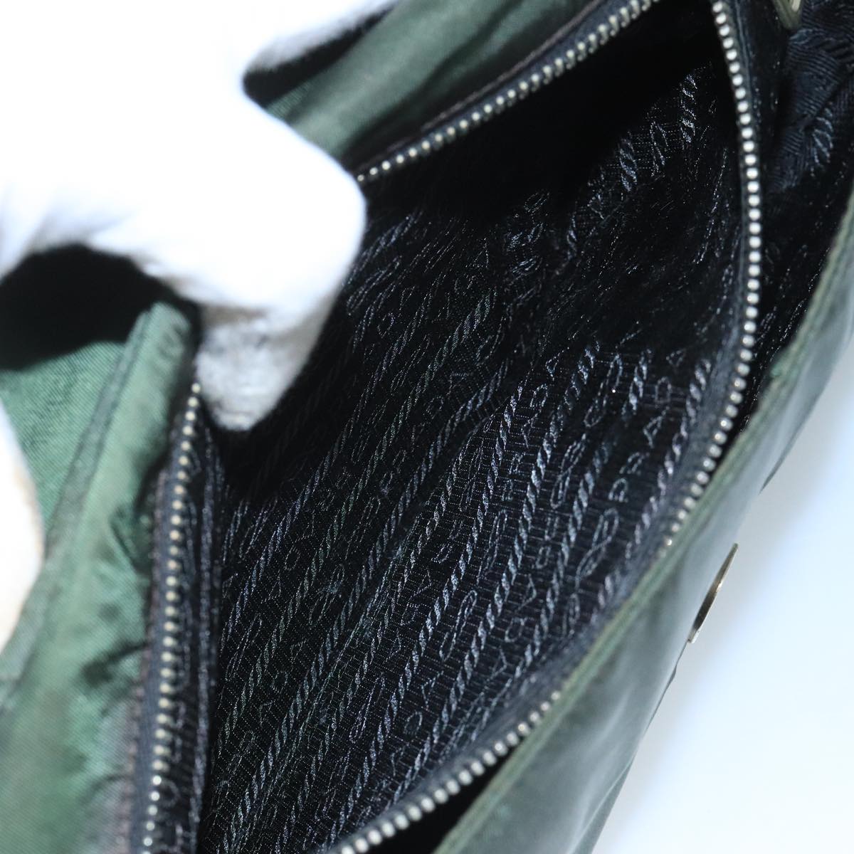 Prada Re-Nylon Khaki Synthetic Shoulder Bag (Pre-Owned)