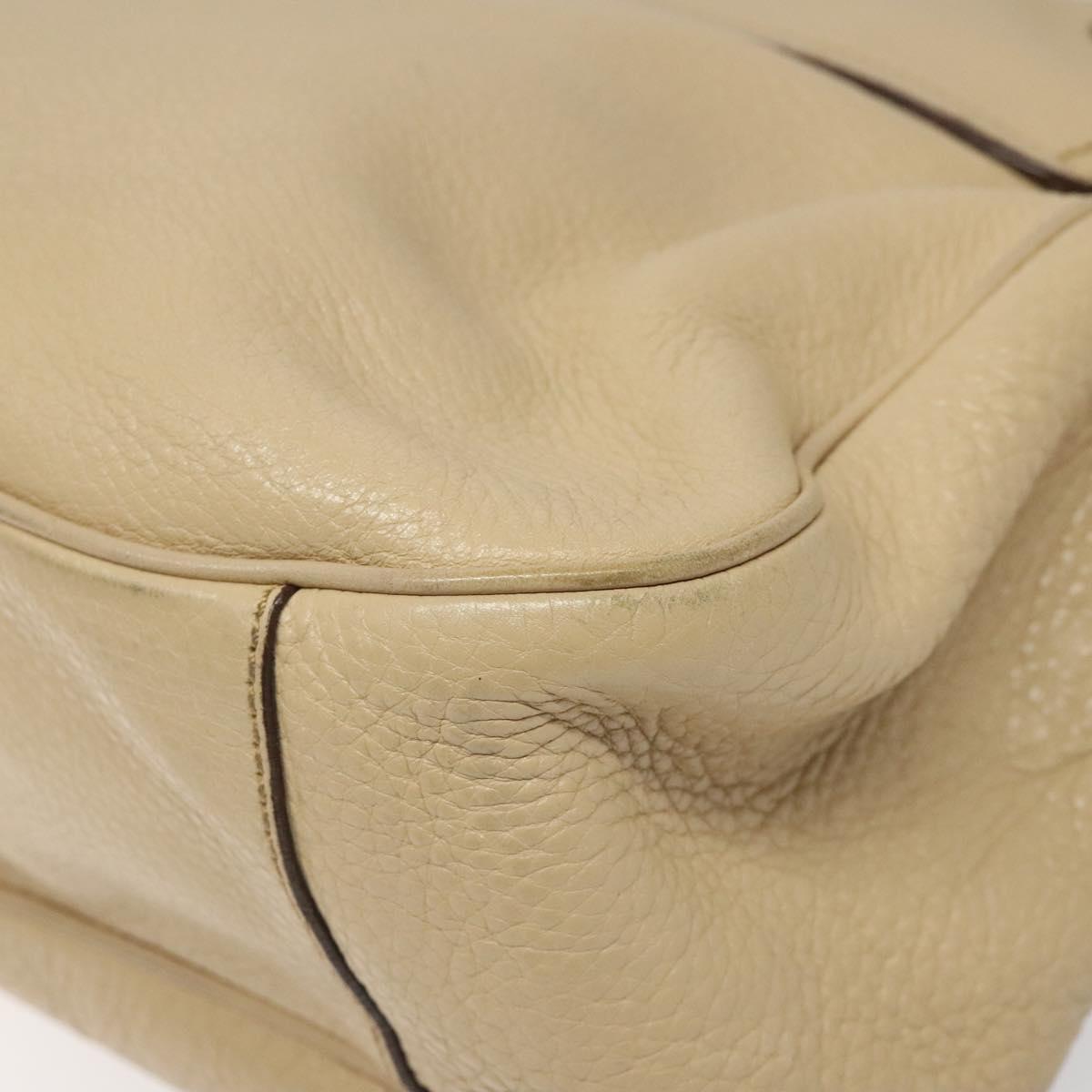 Salvatore Ferragamo Gancini Beige Leather Shoulder Bag (Pre-Owned)