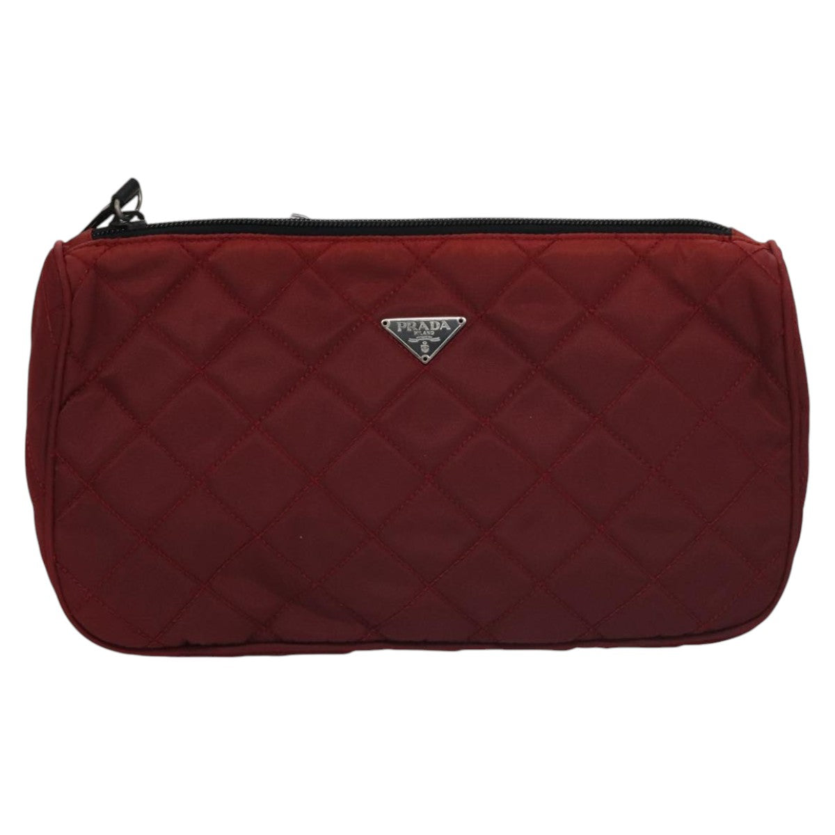 Prada Matelassé Burgundy Synthetic Clutch Bag (Pre-Owned)