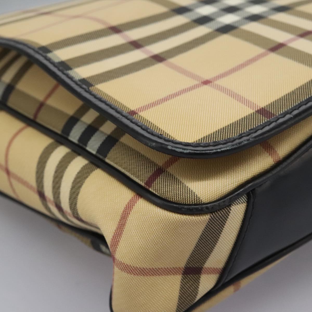 Burberry Nova Check Beige Canvas Shoulder Bag (Pre-Owned)