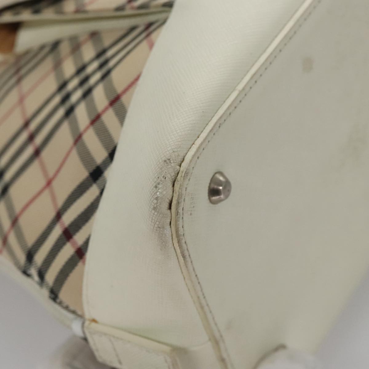 Burberry Nova Check Beige Canvas Handbag (Pre-Owned)