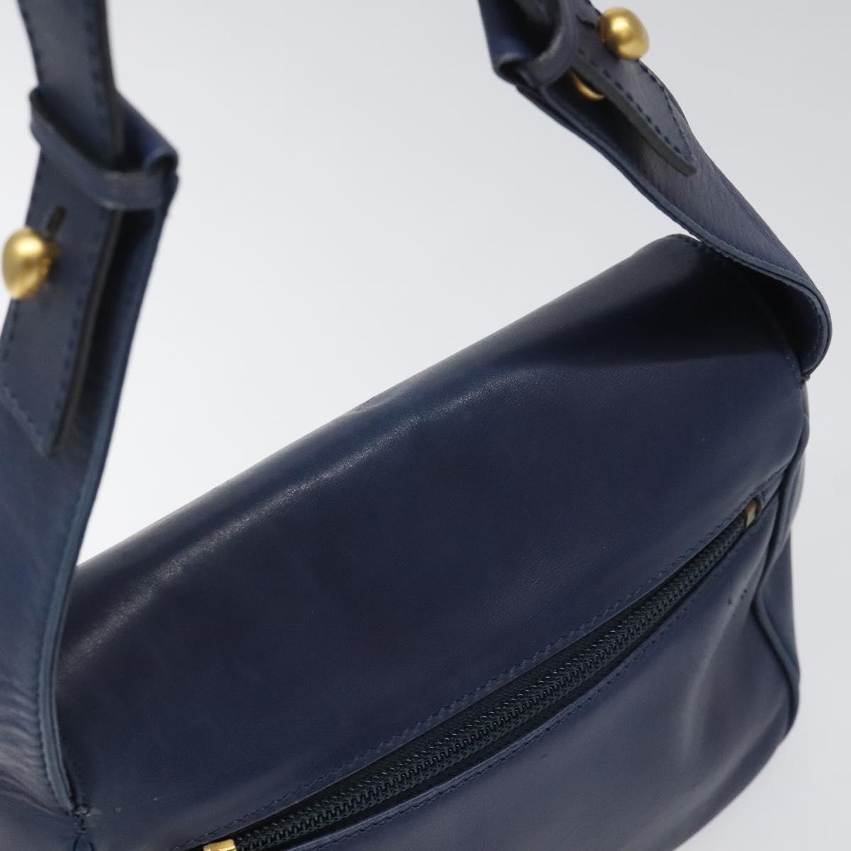Céline Logo Du Cercle Blue Leather Shoulder Bag (Pre-Owned)