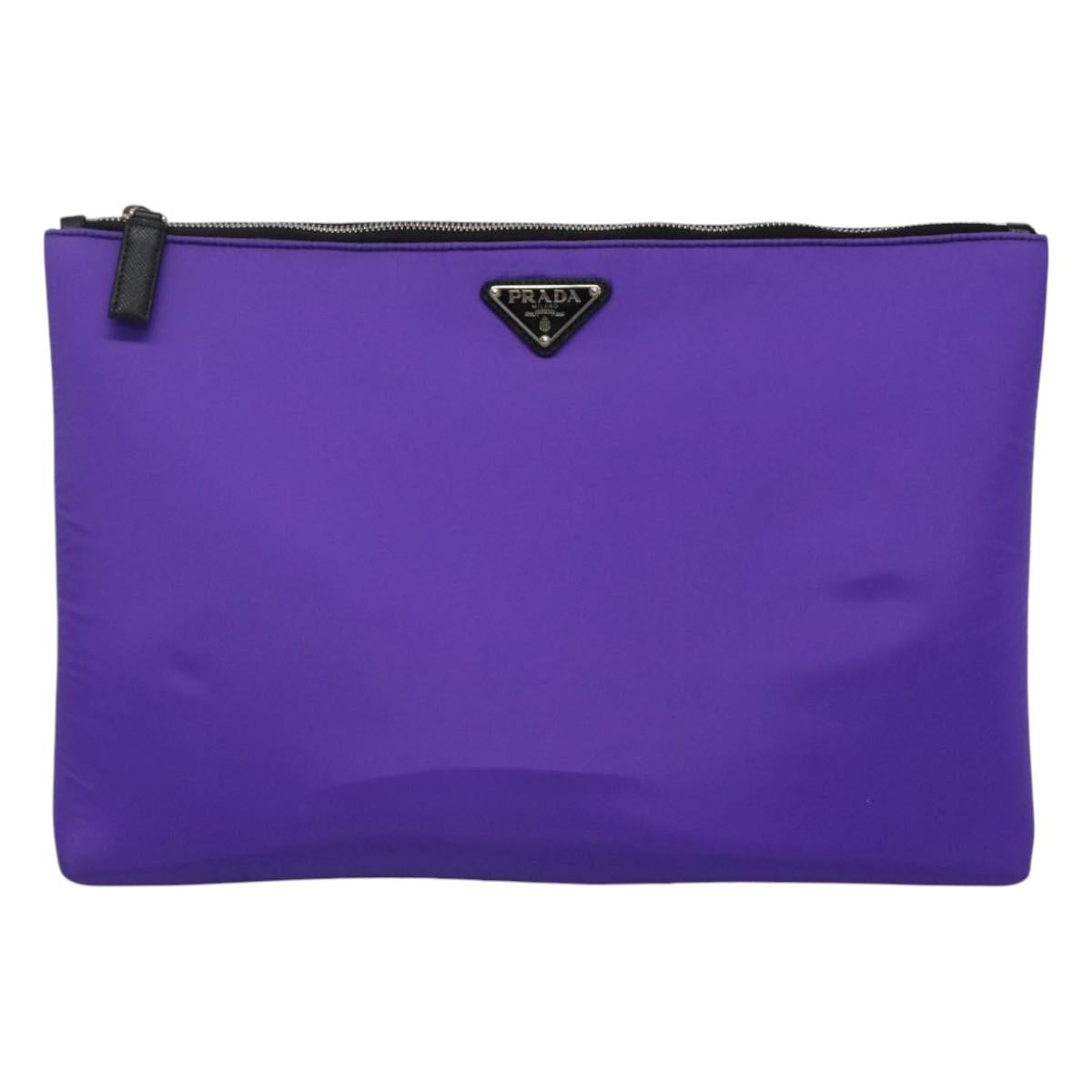 Prada Re-Nylon Purple Synthetic Clutch Bag (Pre-Owned)
