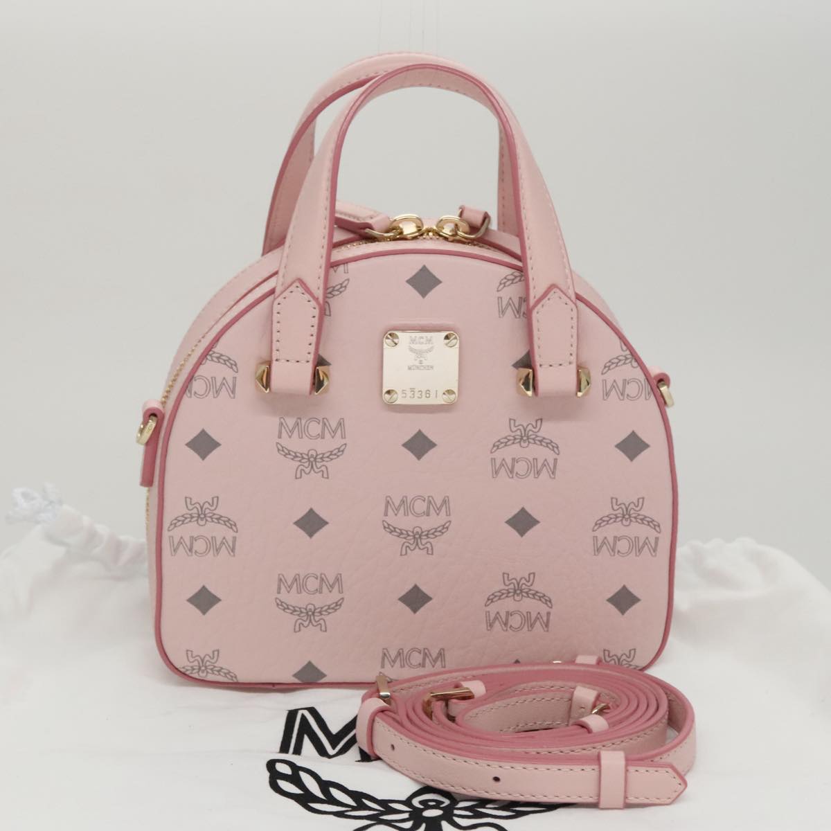 MCM Visetos Pink Canvas Handbag (Pre-Owned)