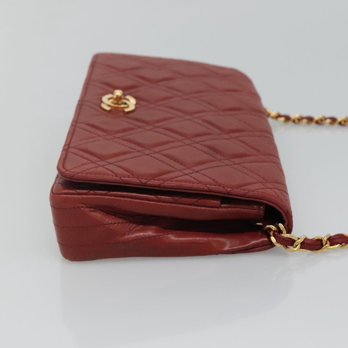 Chanel Single Flap Red Leather Shoulder Bag (Pre-Owned)