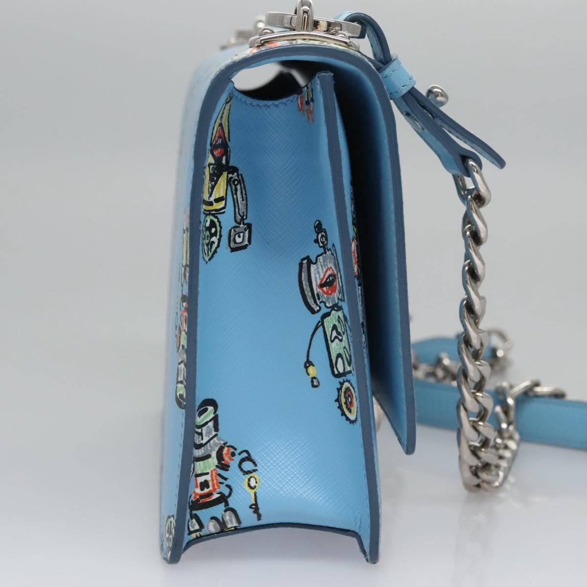 Prada Robot Blue Leather Shoulder Bag (Pre-Owned)