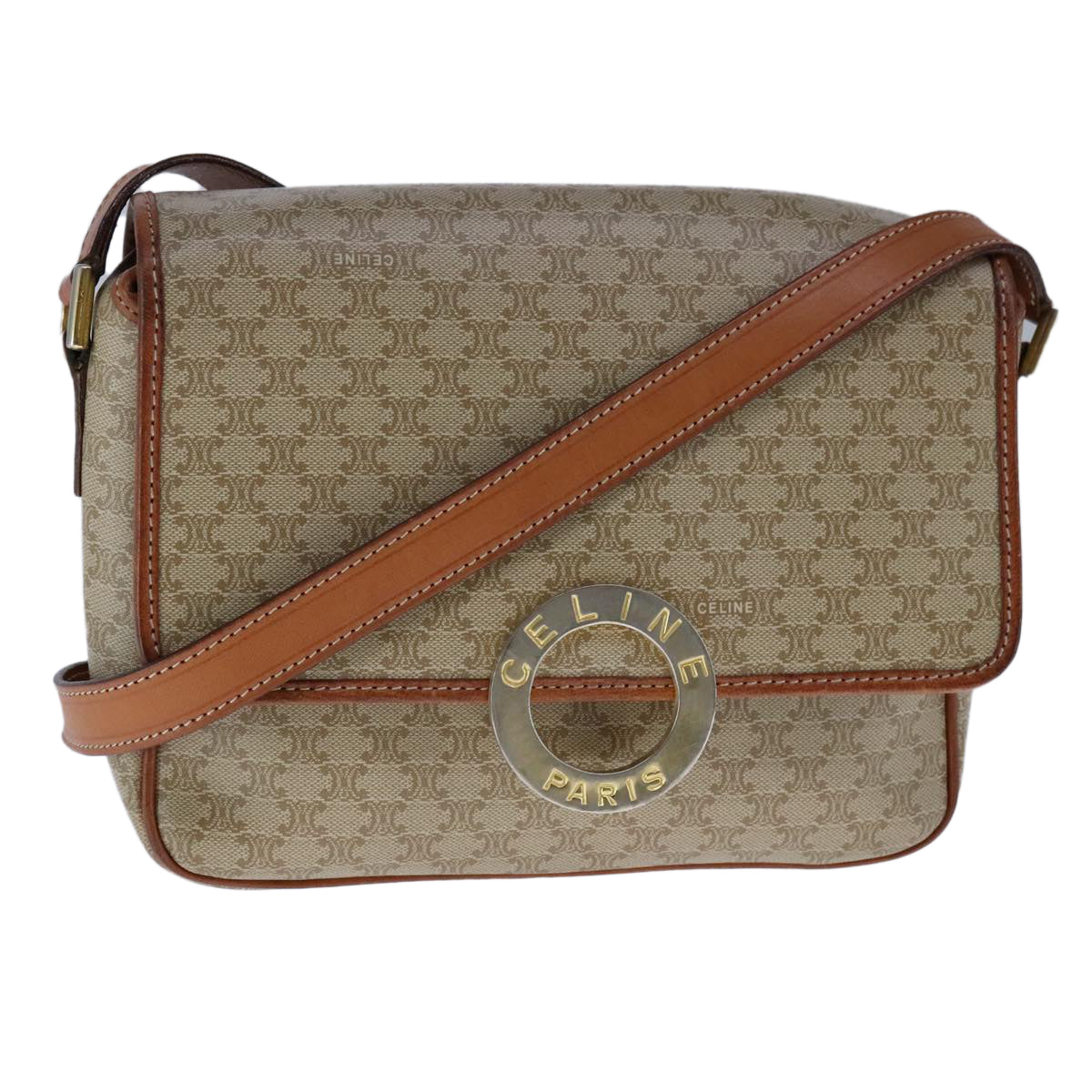 Céline Macadam Beige Canvas Shoulder Bag (Pre-Owned)