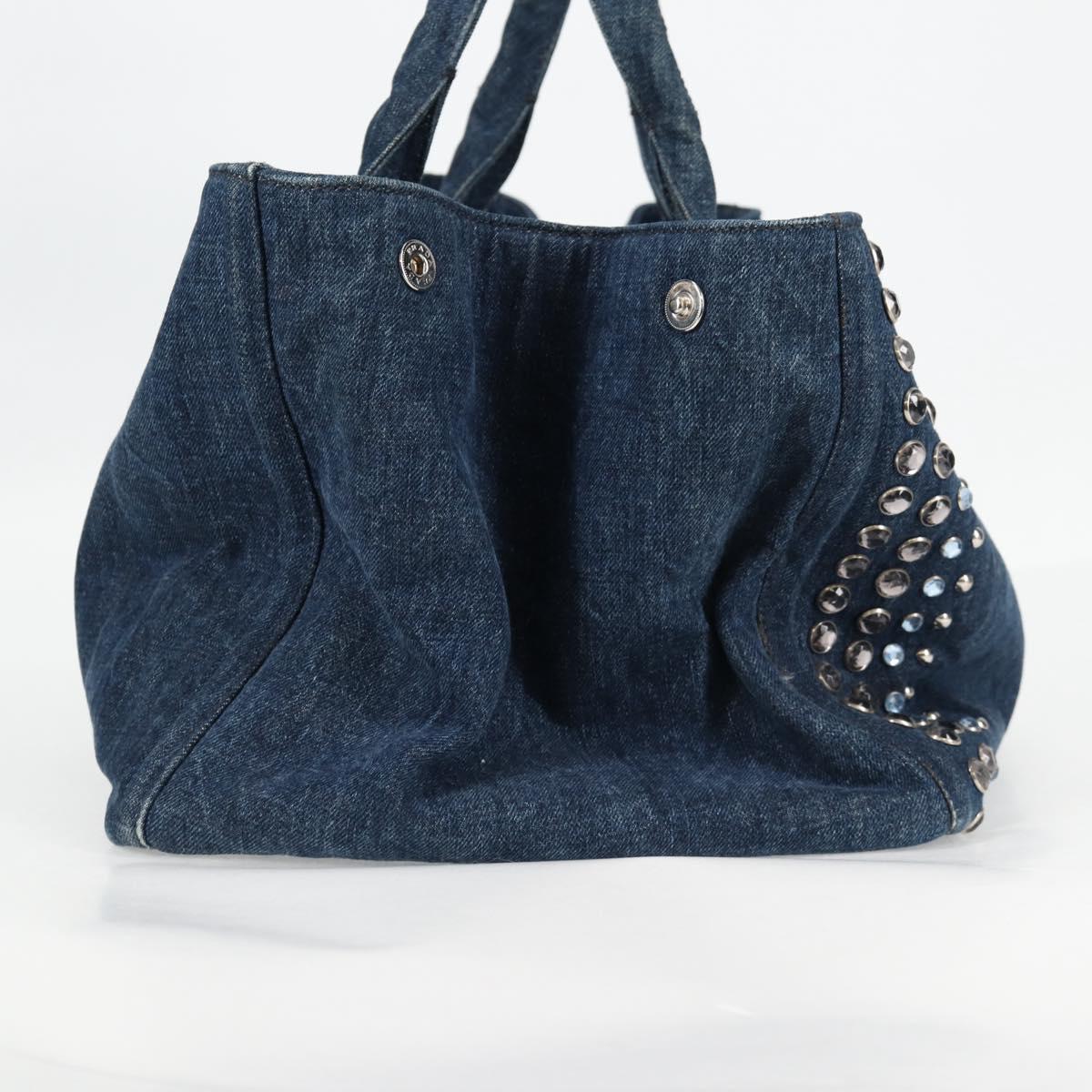 Prada Canapa Blue Canvas Tote Bag (Pre-Owned)