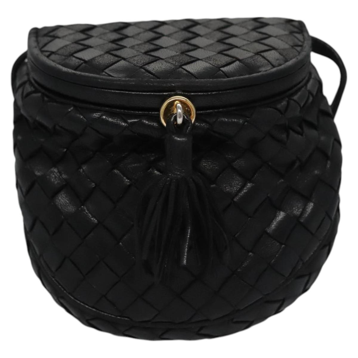 Bottega Veneta Intrecciato Black Leather Clutch Bag (Pre-Owned)