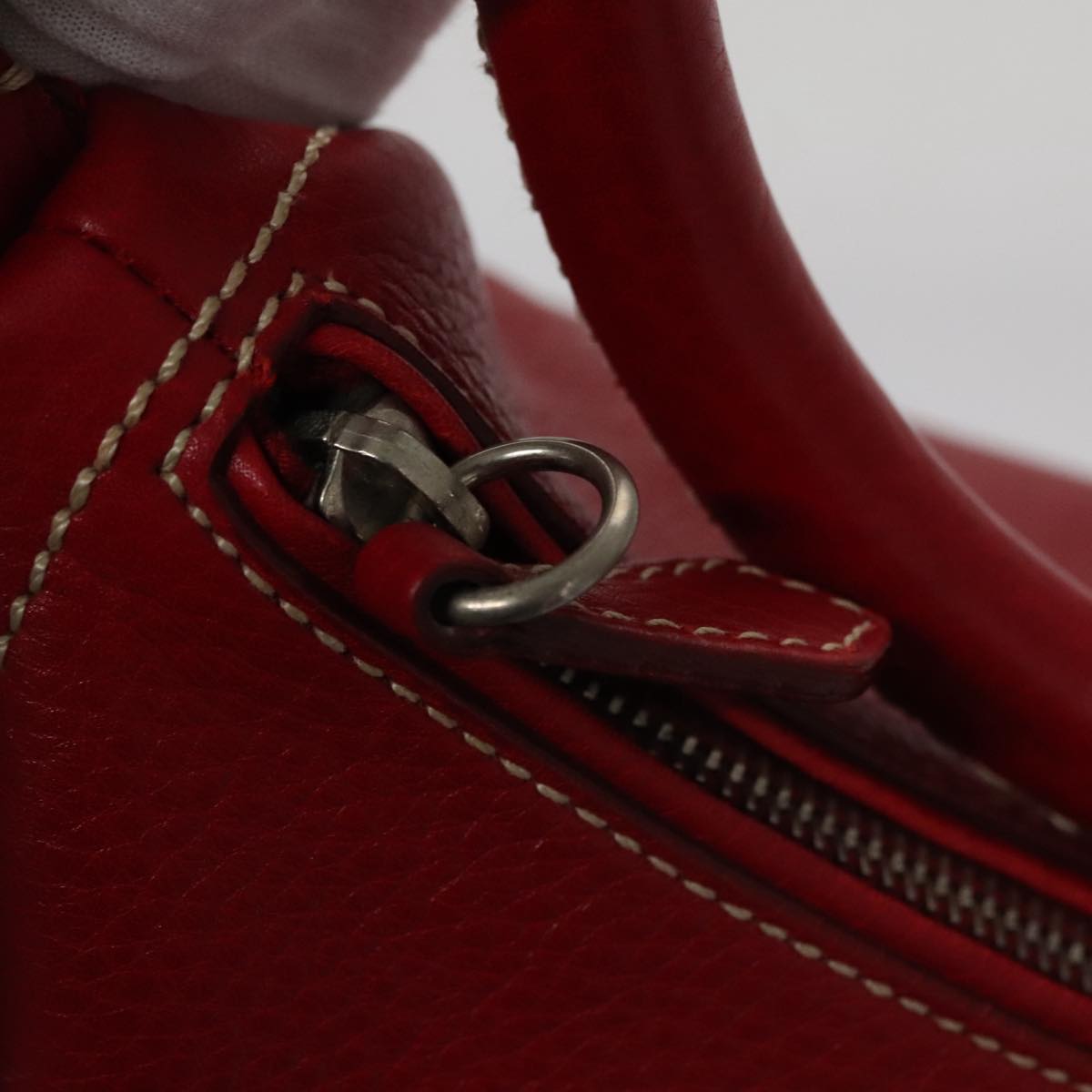 Prada Triangle Logo Red Leather Shoulder Bag (Pre-Owned)