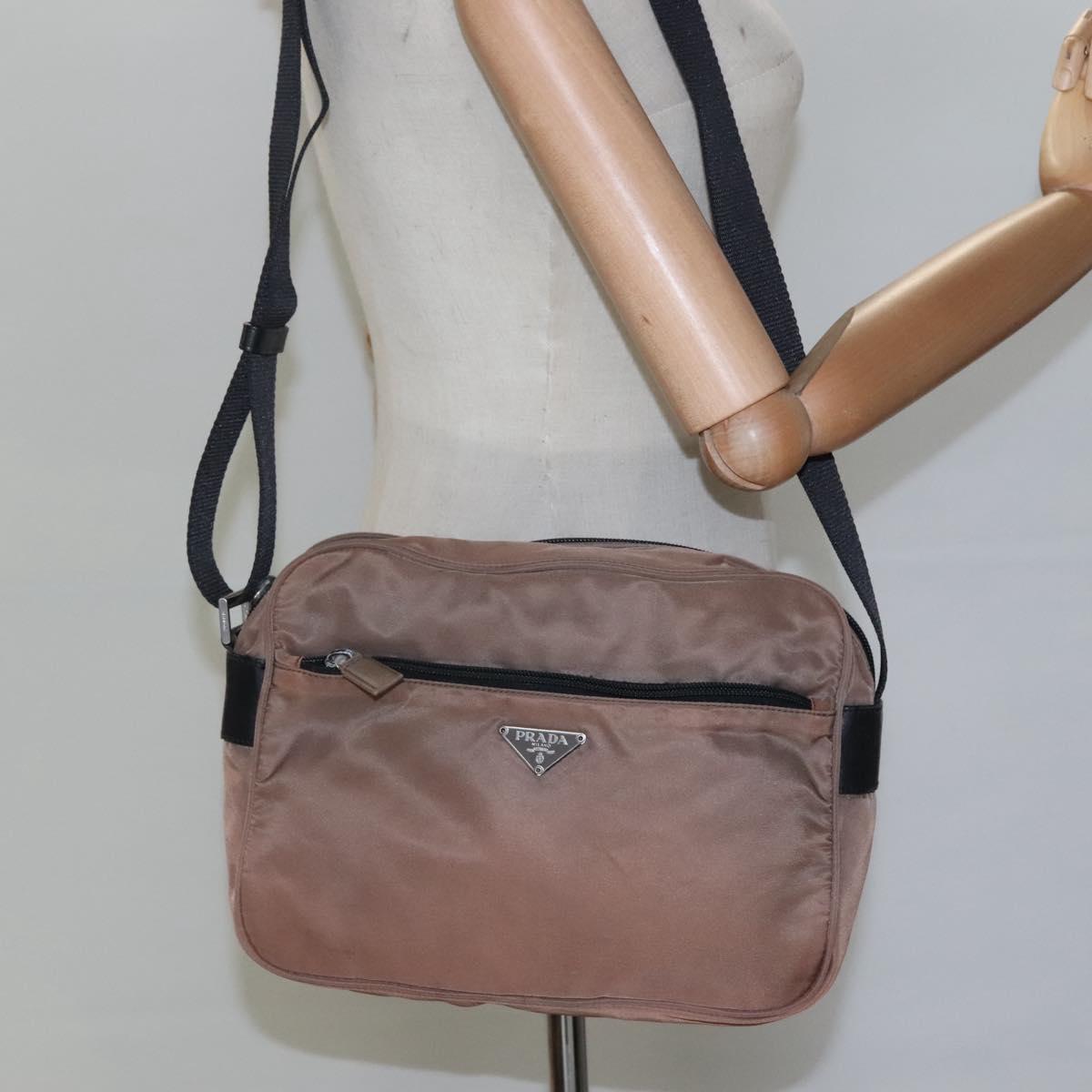 Prada Tessuto Brown Synthetic Shoulder Bag (Pre-Owned)