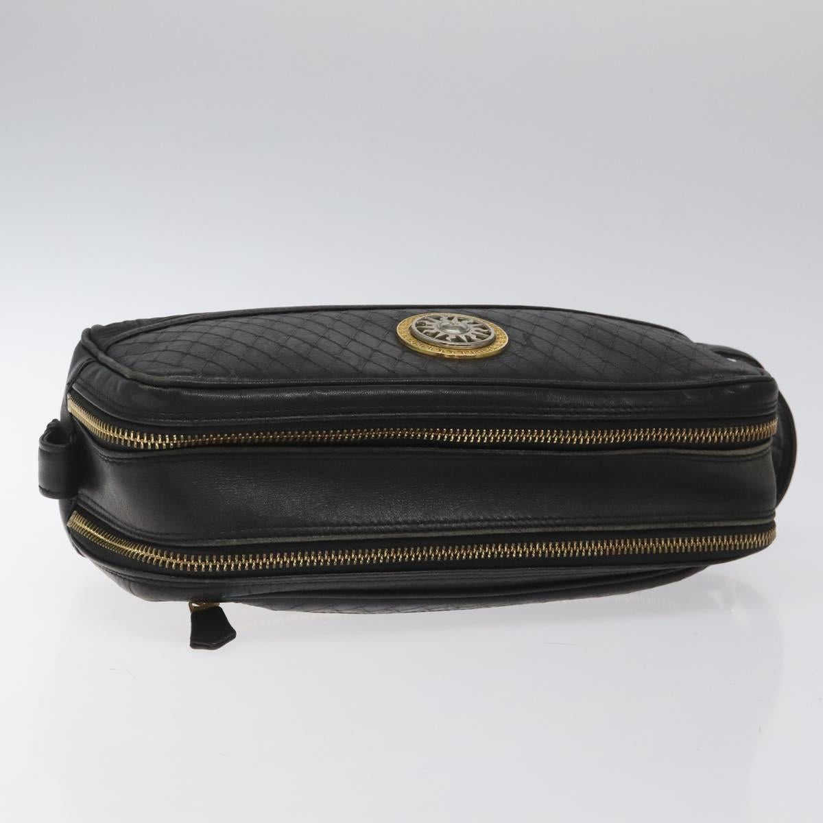 Versace Gianni Black Leather Clutch Bag (Pre-Owned)