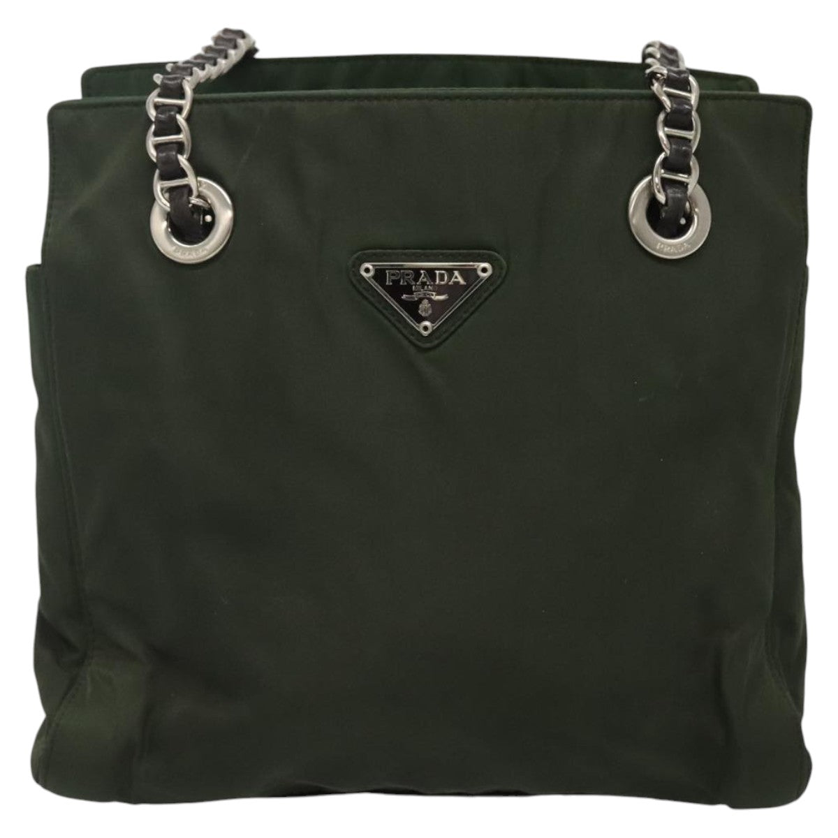 Prada Tessuto Khaki Synthetic Shoulder Bag (Pre-Owned)
