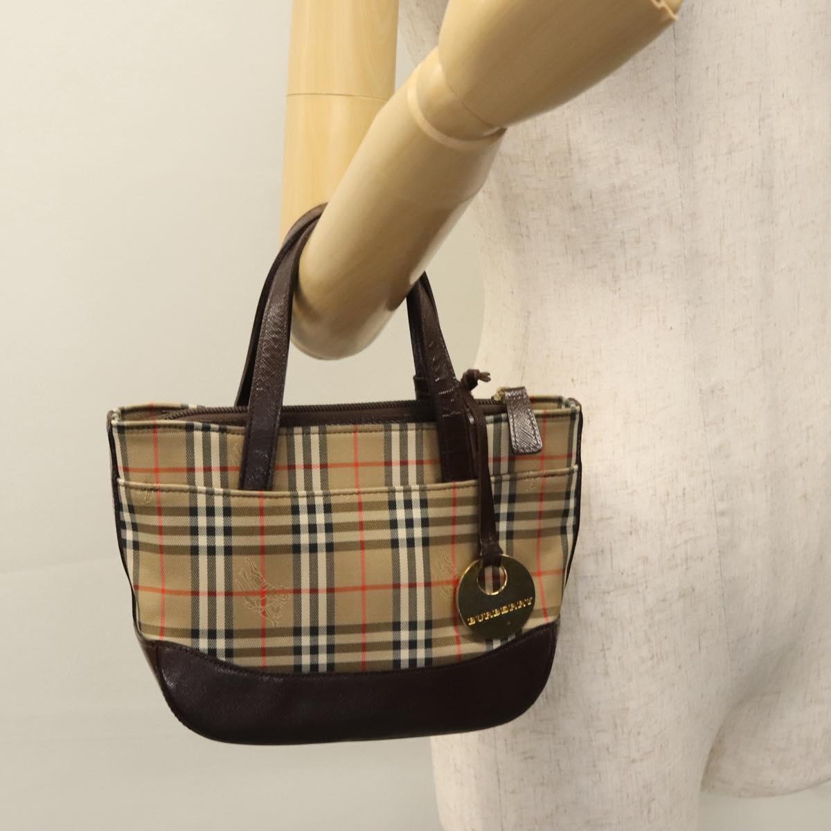 Burberry Nova Check Beige Canvas Handbag (Pre-Owned)