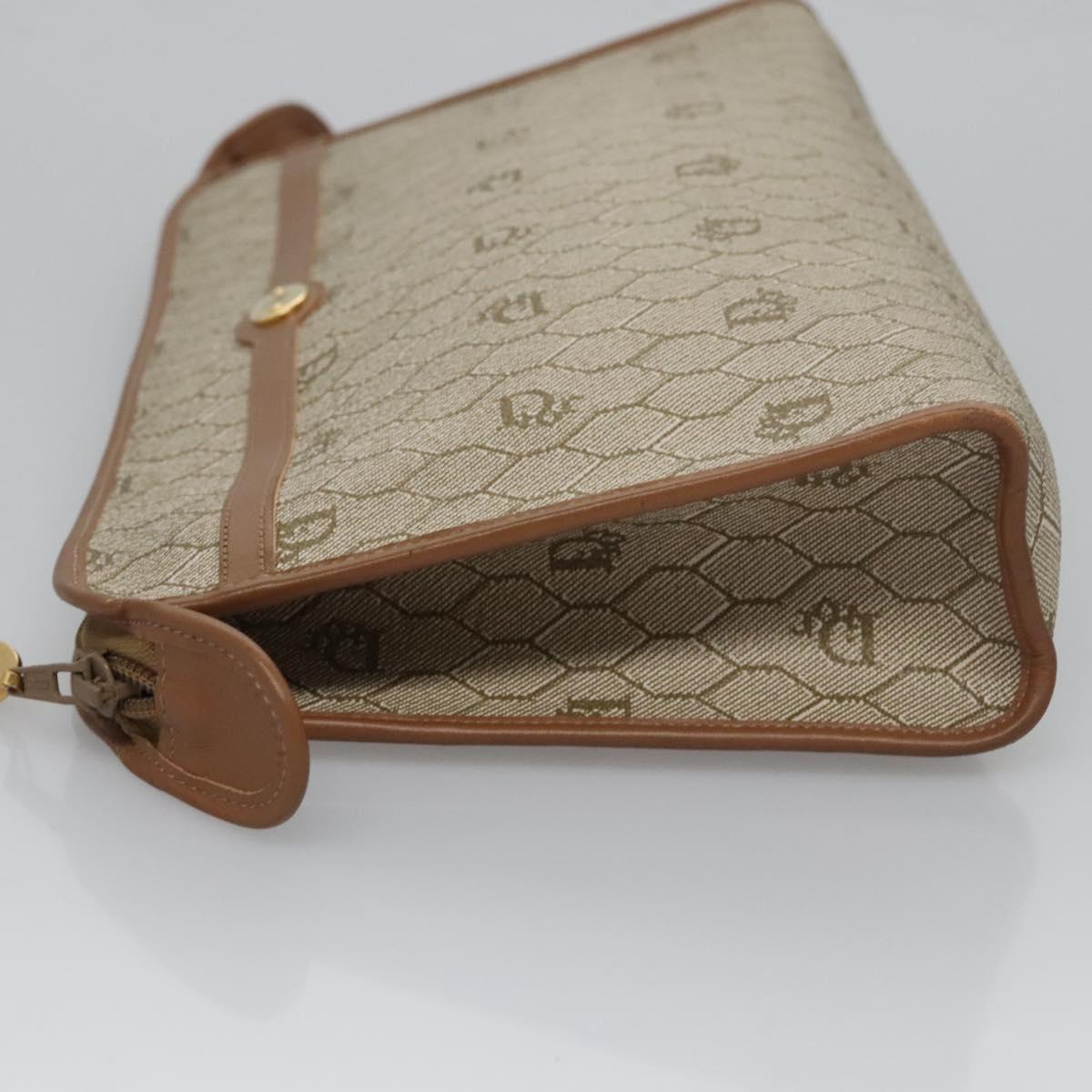 Dior Honeycomb Beige Canvas Clutch Bag (Pre-Owned)