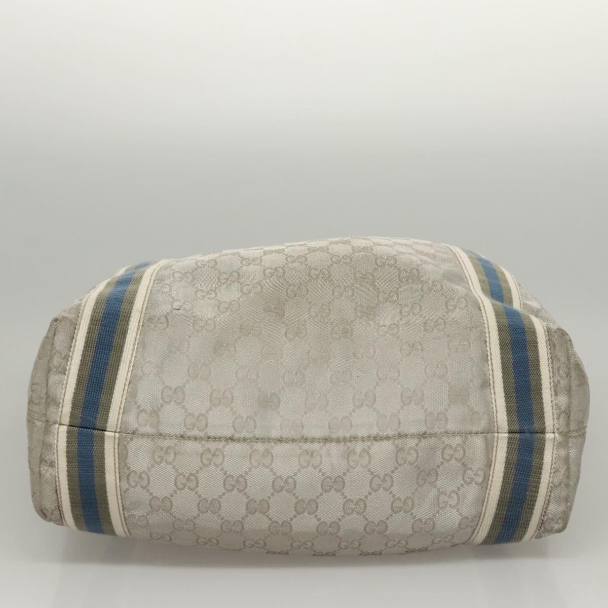 Gucci Sherry Silver Canvas Tote Bag (Pre-Owned)