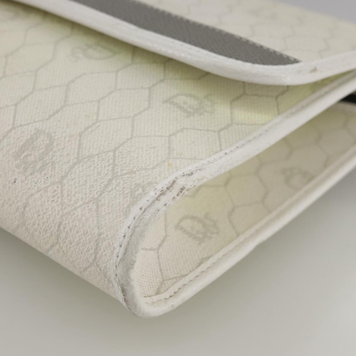 Dior Honeycomb White Canvas Shoulder Bag (Pre-Owned)