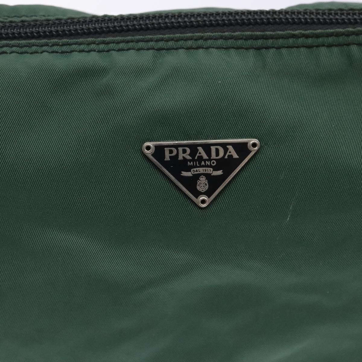 Prada Cosmetic Pouch Khaki Nylon Clutch Bag (Pre-Owned)