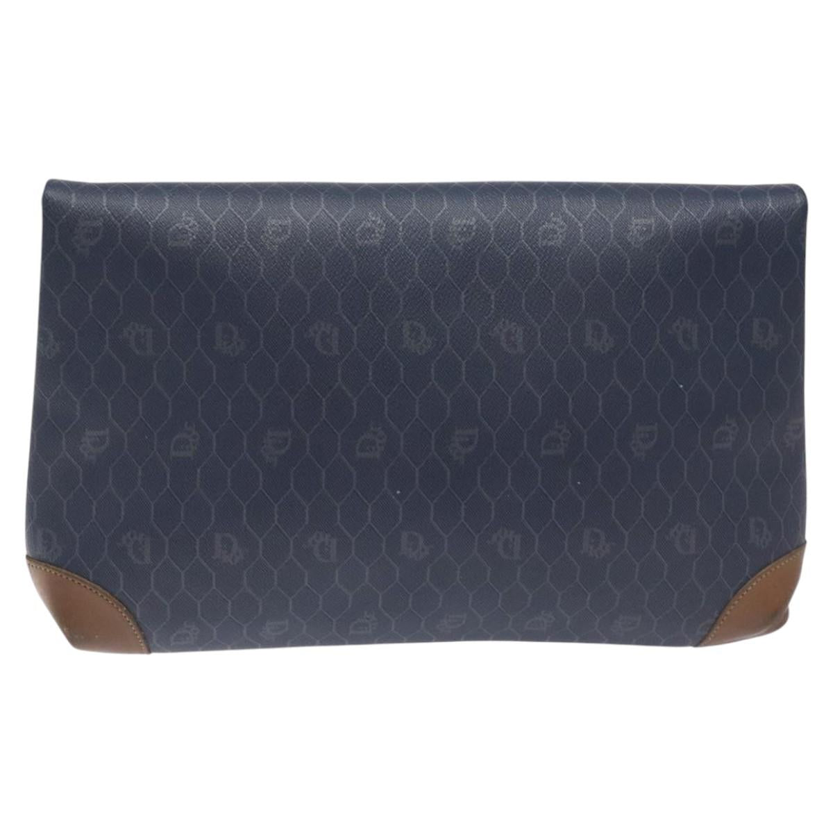 Dior Honeycomb Navy Canvas Clutch Bag (Pre-Owned)