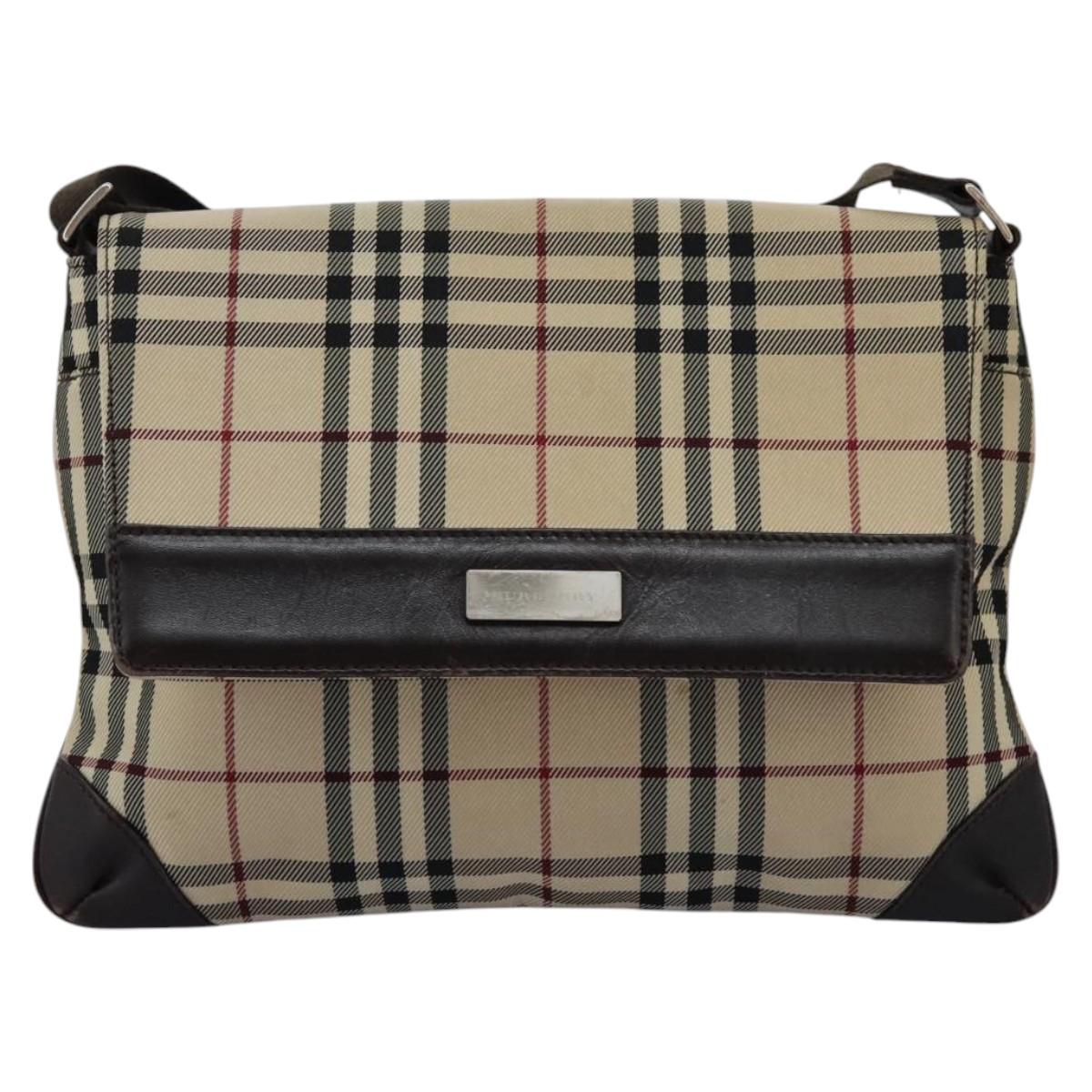 Burberry Nova Check Beige Canvas Shoulder Bag (Pre-Owned)